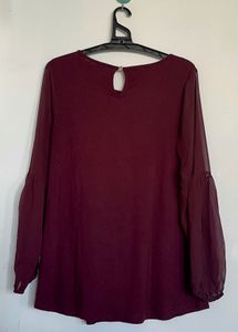 Burgundy Sheer Sleeve Top