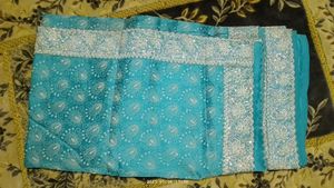 Prize Drop Alert.....🔥Beautiful Sky Blue Glitter Border Saree.....😘🔥