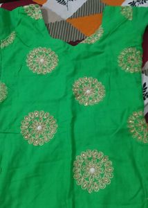 Green Embellished Suit With Heavy  Dupatta