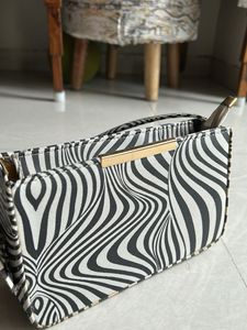 Stylish White And Black Stripe Bag