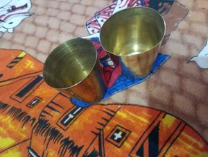 Combi Of Brass Plates ,Bowl And Glass