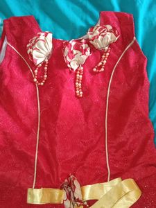 Red Dress with Ribbon Details