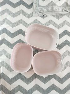 Set of 3 lavender/ Mauve Textured Plastic Baskets/