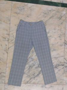 Gray Plaid Ankle Pants