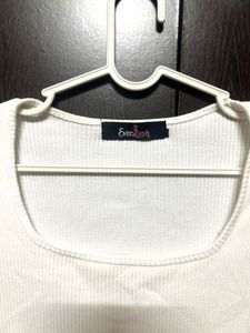 White Ribbed Crop Top