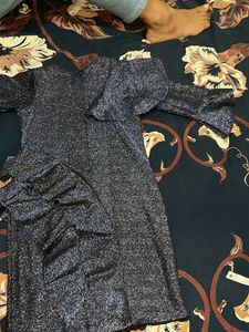 Shimmery Navy Blue Mini Midi Dress