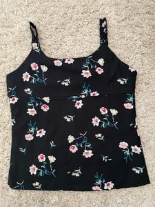 Black Floral Print Cami Top