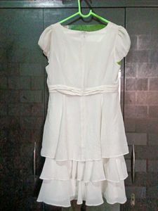 Cream Tiered Chiffon Dress