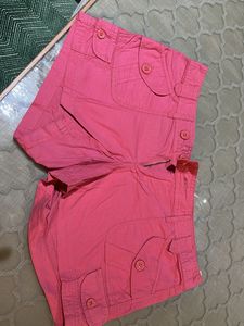 Salmon Pink Buttoned Shorts Size US 10