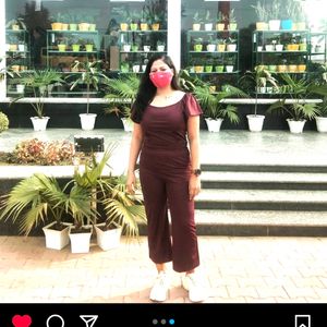 Maroon Casual Off Shoulder Women Jumpsuit