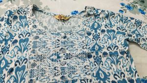 Patterned Blue Short Kurti