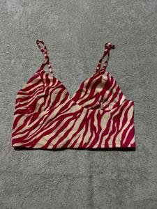 Pink Zebra Print Crop Top – Size M