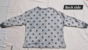 Cozy Gray Polka Dot Sweatshirt