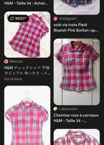 h&amp;m Pink Plaid Shirt (unisex)