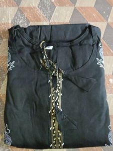 Black &amp; Gold Embroidered Anarkali Dress