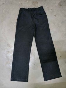 textured Striped Black Pants