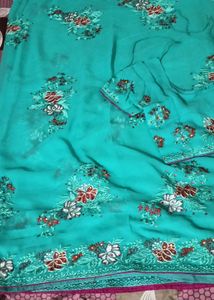 Party Wear Saree With Stiched Blouse