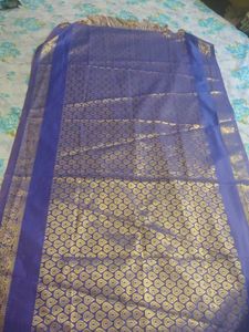 Elegant Blue Silk Honouring Shawl