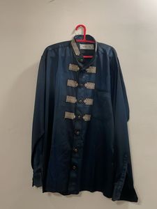 Navy Blue Black Shirt With Patterns