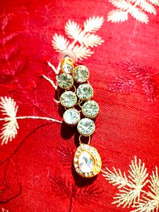 Gold Heavy Stones Necklace Set With Earrings