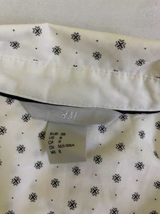 H&amp;M White Polka Dot Shirt Size S