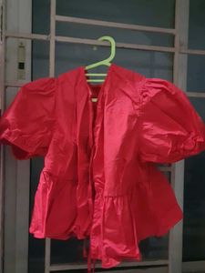 Red Ruffled Top