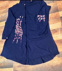Embroidered Navy Blouse