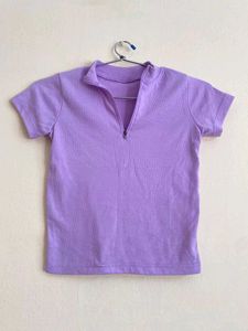 Cute Purple Top with Zipper Detail