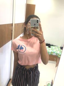 Cotton Pink T Shit Suitable For Summer Fit