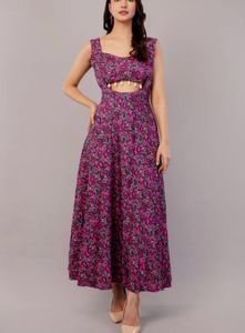Pink Floral Cutout Maxi Dress
