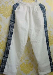 Bandana Trim White Track Pants
