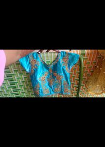 Embroidered Blue Crop Top