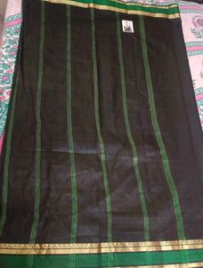Elegant Black And Green Saree