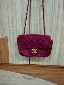 Chanel sling bag with velvet material