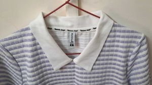 Korean Style Lavender Purple Polo Crop Top