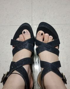Black Glitter Pencil Heel