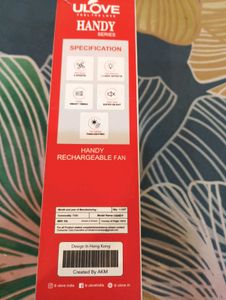 ULOVE Hand Fan Rechargeable With Stand 3 Speed