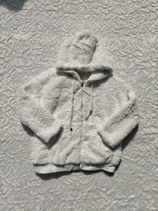 Fuzzy White Hooded Jacket
