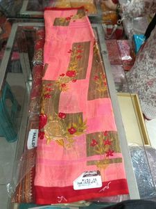 Pink Floral Print Ramrasiya Saree