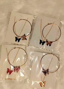 Butterfly Pendant Necklace Set