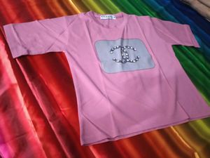 Cute Pink Embellished Tee