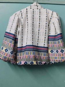 Vintage Patterned Crop Shirt