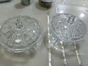Crystal clear glass Bowl with lid set of 2