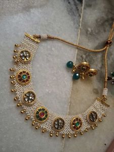 Elegant Pearl &amp; Gemstone Necklace Set