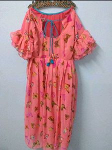 Pink Butterfly Print Dress