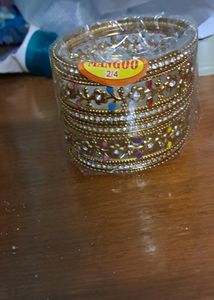Golden  Bangles 2.4 And 2.6 Size