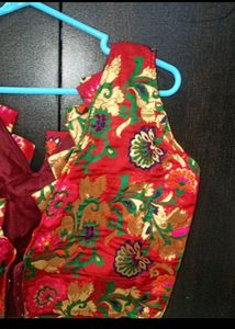 Designer Red Blouse With Beautiful Work