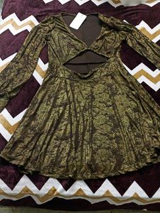 Metallic Long Sleeve Mini Dress