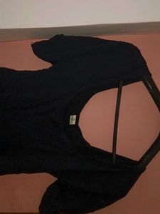 Black Square Neck Puff Sleeve Dress