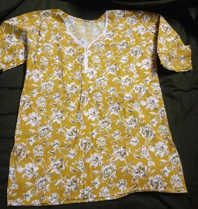 Embroidered White Kurta Plus Printed Kurt